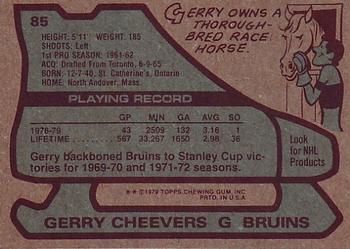 1979-80 Topps #85 Gerry Cheevers Back