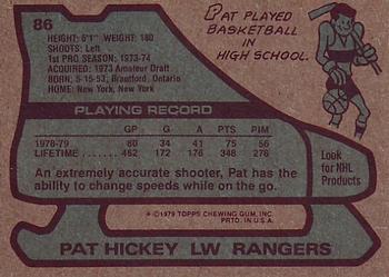 1979-80 Topps #86 Pat Hickey Back