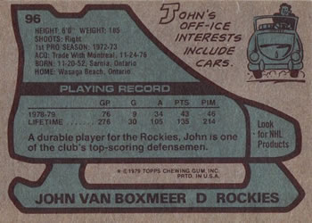 1979-80 Topps #96 John Van Boxmeer Back