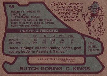 1979-80 Topps #98 Butch Goring Back