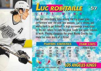 1994-95 Stadium Club - Super Teams Stanley Cup Champion #57 Luc Robitaille Back