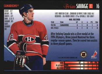 1994-95 Topps Premier - Special Effects #16 Brian Savage Back