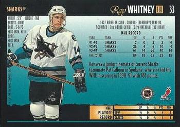 1994-95 Topps Premier - Special Effects #33 Ray Whitney Back