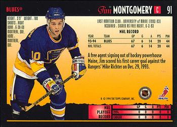 1994-95 Topps Premier - Special Effects #91 Jim Montgomery Back