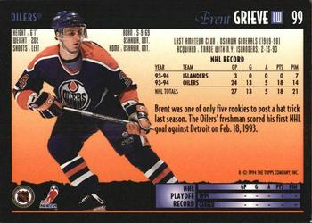 1994-95 Topps Premier - Special Effects #99 Brent Grieve Back