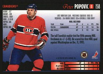 1994-95 Topps Premier - Special Effects #158 Peter Popovic Back