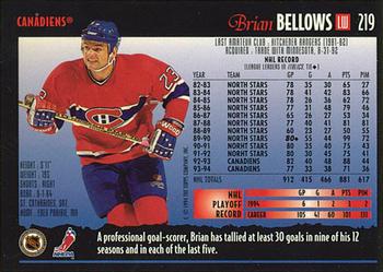 1994-95 Topps Premier - Special Effects #219 Brian Bellows Back