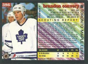 1994-95 Topps Premier - Special Effects #386 Brandon Convery Back