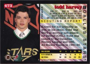 1994-95 Topps Premier - Special Effects #473 Todd Harvey Back