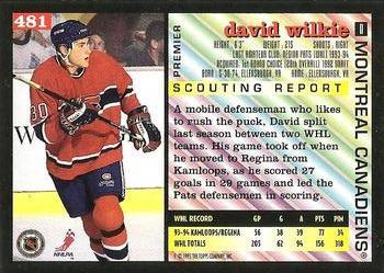 1994-95 Topps Premier - Special Effects #481 David Wilkie Back