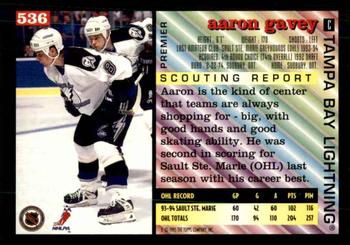 1994-95 Topps Premier - Special Effects #536 Aaron Gavey Back