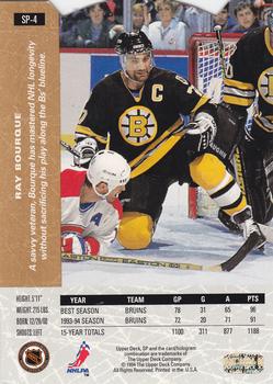 1994-95 Upper Deck - SP Die Cut #SP-4 Ray Bourque Back
