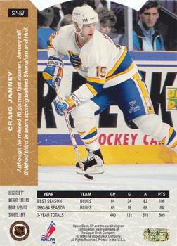 1994-95 Upper Deck - SP Die Cut #SP-67 Craig Janney Back