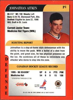 1995-96 Bowman - Draft Prospects #P1 Johnathan Aitken Back