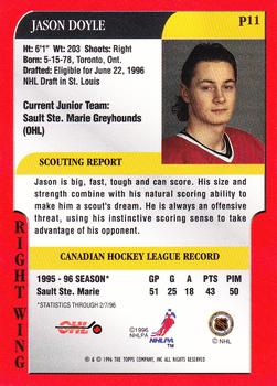 1995-96 Bowman - Draft Prospects #P11 Jason Doyle Back