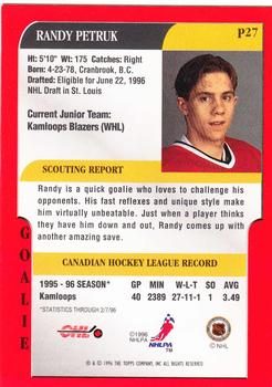 1995-96 Bowman - Draft Prospects #P27 Randy Petruk Back