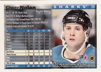 1995-96 Bowman - Foil #58 Owen Nolan Back