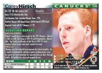 1995-96 Bowman - Foil #145 Corey Hirsch Back