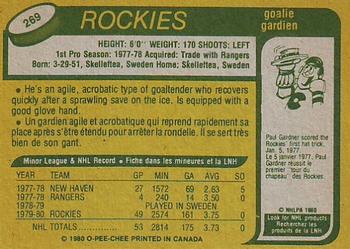 1980-81 O-Pee-Chee #269 Hardy Astrom Back
