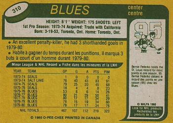 1980-81 O-Pee-Chee #310 Larry Patey Back