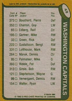 1980-81 O-Pee-Chee #49 Mike Gartner Back