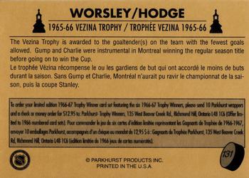 1995-96 Parkhurst 1966-67 #131 Lorne Worsley / Charlie Hodge Back