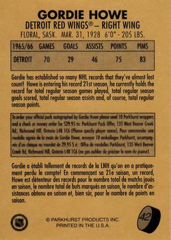 1995-96 Parkhurst 1966-67 #42 Gordie Howe Back