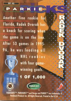 1995-96 Parkhurst International - Parkie Picks #PP-45 Radek Dvorak Back