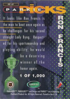 1995-96 Parkhurst International - Parkie Picks #PP-47 Ron Francis Back