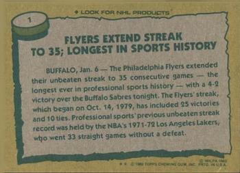 1980-81 Topps #1 Philadelphia Flyers Back