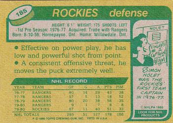 1980-81 Topps #185 Mike McEwen Back