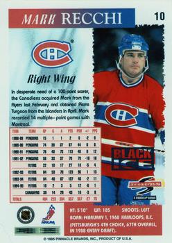 1995-96 Score - Black Ice #10 Mark Recchi Back