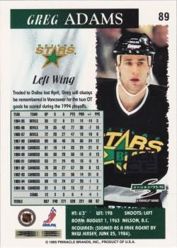 1995-96 Score - Black Ice #89 Greg Adams Back