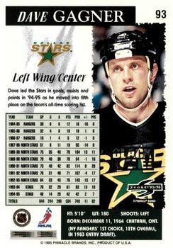 1995-96 Score - Black Ice #93 Dave Gagner Back