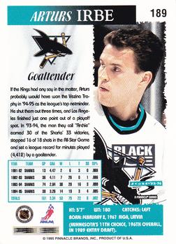 1995-96 Score - Black Ice #189 Arturs Irbe Back