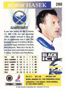 1995-96 Score - Black Ice #200 Dominik Hasek Back