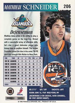 1995-96 Score - Black Ice #206 Mathieu Schneider Back