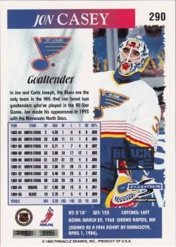 1995-96 Score - Black Ice #290 Jon Casey Back