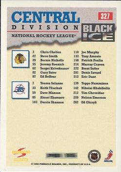 1995-96 Score - Black Ice #327 Checklist (Central Division) Back