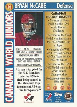 1995-96 Topps - Canadian World Juniors #7CJ Bryan McCabe Back