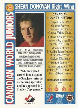 1995-96 Topps - Canadian World Juniors #13CJ Shean Donovan Back