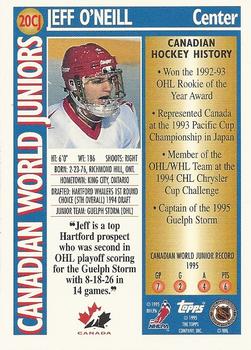 1995-96 Topps - Canadian World Juniors #20CJ Jeff O'Neill Back