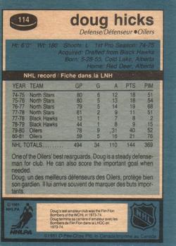 1981-82 O-Pee-Chee #114 Doug Hicks Back