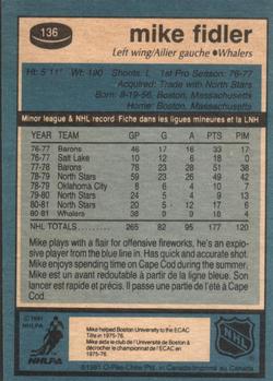 1981-82 O-Pee-Chee #136 Mike Fidler Back
