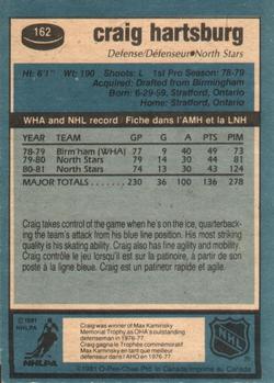 1981-82 O-Pee-Chee #162 Craig Hartsburg Back