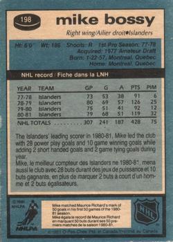 1981-82 O-Pee-Chee #198 Mike Bossy Back