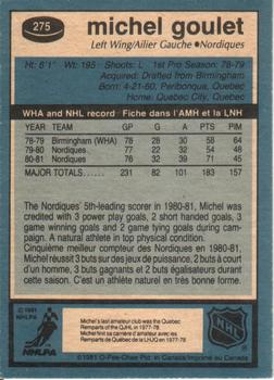 1981-82 O-Pee-Chee #275 Michel Goulet Back