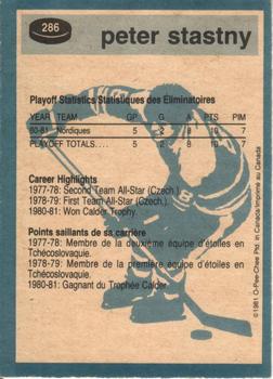 1981-82 O-Pee-Chee #286 Peter Stastny Back