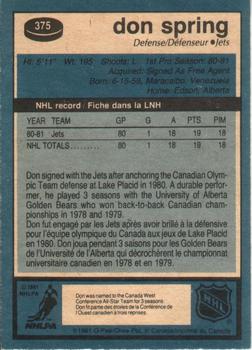 1981-82 O-Pee-Chee #375 Don Spring Back