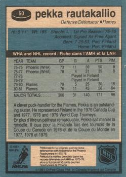 1981-82 O-Pee-Chee #50 Pekka Rautakallio Back
